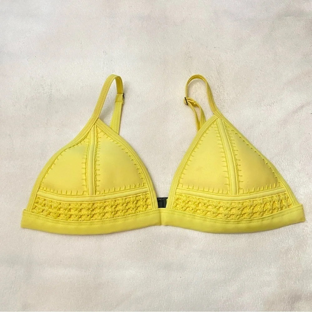 Triangl Swimwear Yellow crochet trim triangle Bikini Top 3741
